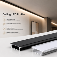 Profilé en aluminium pour éclairage LED linéaire rigide encastré et en saillie noir pour éclairage décoratif mural et de plafond intérieur