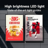 Kotak Lampu LED Bingkai Aluminium Kaca Temper Ultra Tipis A0/A1/A2/A3/A4 untuk Display Jendela, Bingkai Poster Snap Tahan Air