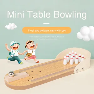 เกมโบว์ลิ่งขนาดเล็กสำหรับเด็ก ของเล่นไม้แบบโต๊ะ เล่นได้แบบอินเทอร์แอคทีฟ เหมาะสำหรับเด็กทารกและเด็กเล็ก ช่วยคลายเครียด - Product Image 2
