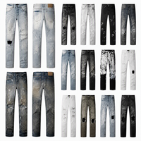 Jean skinny déchiré de haute qualité pour homme, effet éclaboussures de peinture, coupe slim, style hip-hop streetwear, pantalon de motard TKAN864
