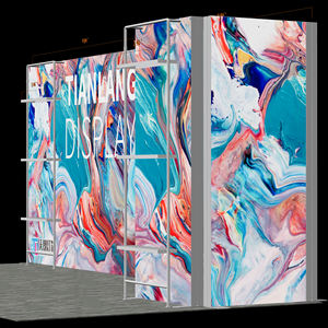 Stand de Exhibición Mega Corner Personalizado de 6*3M, Pantalla con Caja de Luz SEG, Panel Trasero Multipanel con Gráfico de Textura de Mármol con Diseño de Olas Oceánicas - Product Image 6