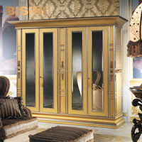 Français de luxe Versailles Style Or Antique Encadrée Couronne Lit Rembourré avec Crème Blanc Capitonné En Cuir
