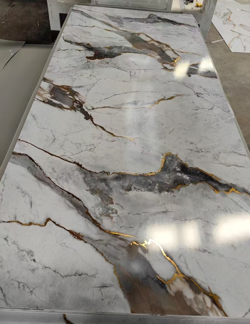 Homey Decoration Wholesale Glossy UV Coated PVC Marble Wall Panels Waterproof Easy Install Custom Cutting 1220*2440*3mm Sheet