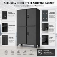 Gabinete de Almacenamiento de Acero de Cuatro Puertas con Cerradura Digital Doble, Estantes Reforzados Ajustables y Variedad de Colores