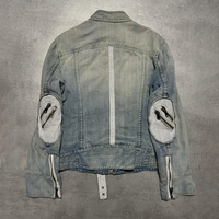 Veste en jean pour homme DiZNEW 2025, style motard américain unique, élégante et polyvalente, motif imprimé vieilli, veste en jean pour homme