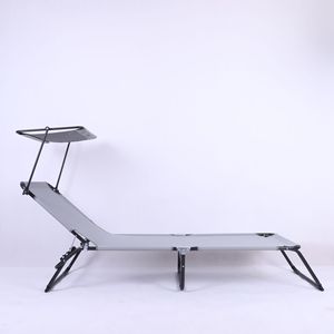 Lit <span class=keywords><strong>de</strong></span> camp <span class=keywords><strong>pliant</strong></span> portable pour camping et plage avec trous pour les bras en position ventrale - Mobilier d'extérieur léger avec auvent - Chaise longue <span class=keywords><strong>pas</strong></span> chère - Product Image 2