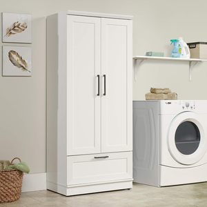 Armoire de meubles Armoire, <span class=keywords><strong>casier</strong></span> à 2 portes avec étagères réglables/tiges de suspension, armoire minimaliste moderne de chambre à coucher, <span class=keywords><strong>blanc</strong></span> - Product Image 2