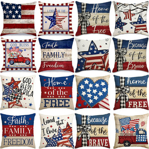 Funda de almohada con diseño de estrella de la bandera americana, cuadrada, lavable, para sala de estar, sofá, decoración de dormitorio, funda de cojín - Product Image 1