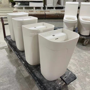 ชุดห้องน้ำเซรามิก WC สีขาวทองติดพื้นอ่างล้างจาน - Product Image 4