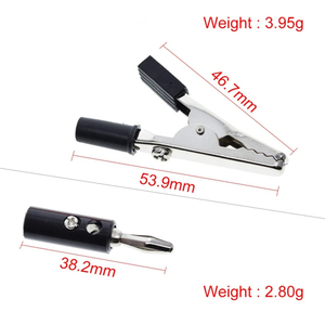 1 סט תנין מבודד סט קליפים פלסטיק כבל עופרת בדיקות אלליגטור קליפים קליפסים קליקים 52 מ "מ אורך + תקע בננה 4 מ" מ - Product Image 2