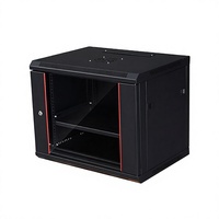 Rak Server Jaringan 19 Inch 15U untuk Dinding, Kabinet Data Ringkas dengan Pintu Kaca untuk Ruang Peralatan