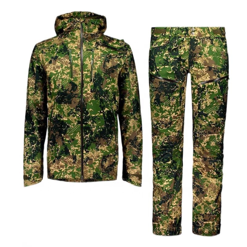 Зеленая цифровая камуфляжная охотничья одежда для мужчин, бесшумный водостойкий костюм, утка, Охотничья Куртка на оленя и комплект брюк