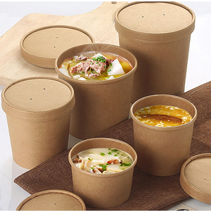 Bol à soupe jetable en papier kraft avec couvercle, emballage pour snacks et nouilles à emporter, gobelet à soupe pour restaurant, conteneur alimentaire en papier pour soupe - Product Image 3