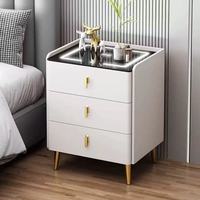 Modern Gestalteter Holz-Mini-Couchtisch mit LED-Beleuchtung, Kabelloser Aufladung, Kühlfach, Smart Home Möbel, Nachttisch für Apartments