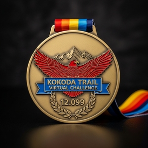 Médaille en métal personnalisée, aigle 3D, montagne, émail, alliage de zinc, récompense sportive avec ruban coloré - Product Image 1
