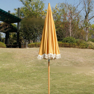 Sombrilla de Playa de <span class=keywords><strong>Madera</strong></span> con <span class=keywords><strong>Poste</strong></span> Central, <span class=keywords><strong>8</strong></span> Varillas, Apertura Manual, Protección Solar con Tela de Poliéster - Product Image 5