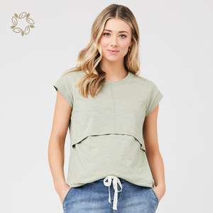 Chemisier de maternité biologique, Tee-shirt d'<span class=keywords><strong>allaitement</strong></span> en coton biologique, t-shirts de grossesse écologiques, vêtements d'<span class=keywords><strong>allaitement</strong></span> Modal - Product Image 2