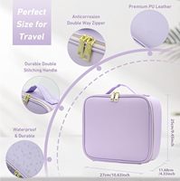 Sac de rangement cosmétique professionnel portable en cuir PU avec fermeture éclair, organiseur de maquillage de voyage avec miroir LED pour filles, cadeau