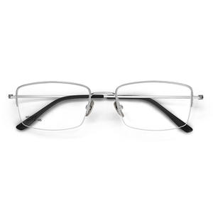 Montura de Gafas Ultraligeras de Titanio Puro, Rectangulares, Media Montura, Plateadas para Hombre, 24610 - Product Image 1