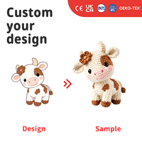 Peluche de Vaca de Ganchillo Personalizado, Estilo Hecho a Mano, Animal de Peluche, OEM ODM, Mascota de Granja, Regalo, Muñeco Amigurumi Suave para Niños
