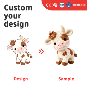 Peluche <span class=keywords><strong>de</strong></span> <span class=keywords><strong>Vaca</strong></span> <span class=keywords><strong>de</strong></span> Ganchillo Personalizado, Estilo Hecho a Mano, Animal <span class=keywords><strong>de</strong></span> Peluche, OEM ODM, Mascota <span class=keywords><strong>de</strong></span> Granja, Regalo, Muñeco Amigurumi Suave para Niños - Product Image 1