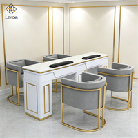 Table de manucure de salon de beauté de luxe personnalisée, table à ongles en bois multi-rangement pour salon