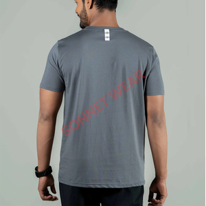 เสื้อยืดคอกลมแขนสั้นผ้าคอตตอนสำหรับผู้ชายใส่สบายสีพื้นใส่ได้ทุกวัน - Product Image 2