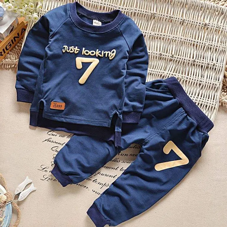 2022 Fashion Casual Autumn Number Pattern Long Sleeve 2-5 Year Baby Toddler Clothing Kids Boys Clothes