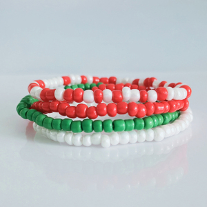 New Arrival Boho Christmas <strong>Bracelet</strong> 8pcs Set Stack <strong>Bead</strong> <strong>Bracelets</strong> <strong>Red</strong> Green High Elastic Clay <strong>Beads</strong> <strong>Bracelet</strong> for Girls Women - Product Image 3