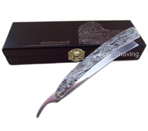 In Acciaio Inox Rasoio Scatola di Legno Cut Throat Pieghevole <span class=keywords><strong>Barbiere</strong></span> <span class=keywords><strong>Rasatura</strong></span> - Product Image 1