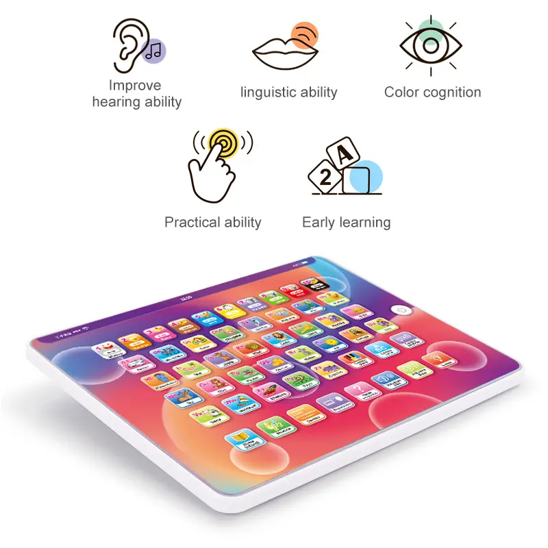 Spanish Touch Learning Pad Kids Baby Educational Toys Touch Tablet Laptop Pad Spanish Learning Machine with Soft Light