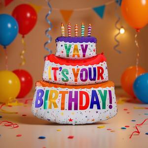 Ballon de gâteau d'anniversaire Party Love 102 cm en aluminium, décorations de fête pour enfants à thème dessin animé - Product Image 3