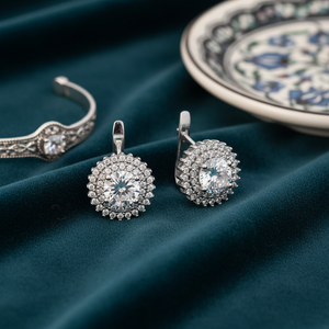Silver Diamond Style Dainty Earrings Turkish Handmade Wholesale 925 Sterling Silver Jewelry for Woman - Product Image 3