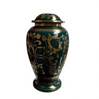 Urne funéraire dorée à décor floral pour cendres d'adultes, récipient en métal de style classique européen avec motifs personnalisables