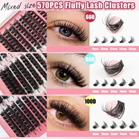 Faux cils en gros, bouquets de cils courbés en C, kit d'extension de cils DIY, kits de cils en bouquets à marque privée avec emballage