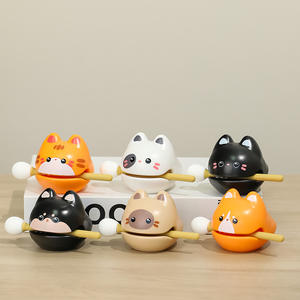 1 Frapper Station de bureau sans souci Décoration Chat Mignon Cadeau d'anniversaire Dauphin Bonne chance Petit poisson en bois - Product Image 4