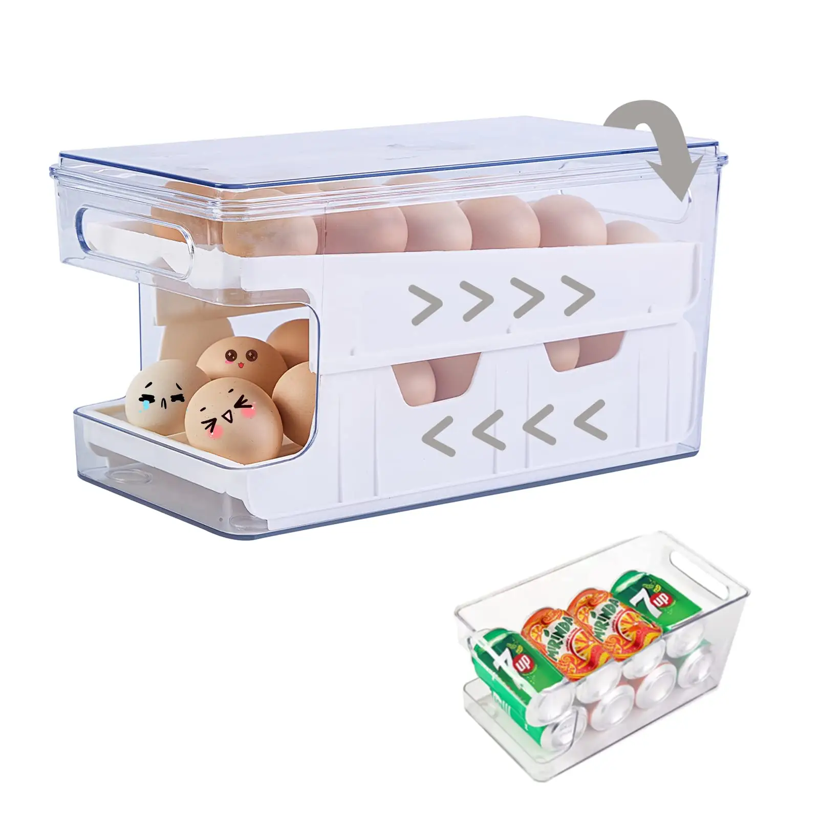 Soporte para huevos rodantes para refrigerador, organizador de 24 unidades para refrigerador, dispensador de contenedores de almacenamiento de huevos