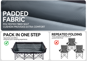 Silla de Playa Plegable de Lujo para Exteriores, Resistente, Extra Grande, para 3 Personas, Portátil, para Parejas, para Jardín, Camping - Product Image 3