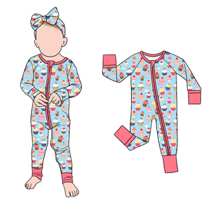Romper Bayi Bambu Berkualitas Tinggi, Nyaman, Motif Dessert Manis, Resleting, Bernapas, dari Little Glow Kids - Product Image 2