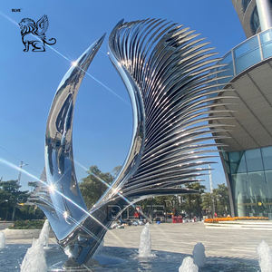 Fuente de Agua para Exteriores BLVE, Escultura de Alas de Ángel de Acero Inoxidable, Arte Moderno Pulido a Espejo, para Parque - Product Image 5