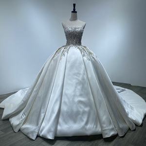 Nouvelle Robe de Mariée Simple Sans Bretelles avec Plis, Appliques en Dentelle, Broderie Élégante et Traîne, Robe de Bal WM25 - Product Image 5