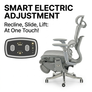 Sedia da <span class=keywords><strong>Ufficio</strong></span> Ergonomica con Poggiapiedi, Altezza Regolabile Elettricamente, Reclinabile, Poggiatesta Regolabile, Design Moderno, Commerciale - Product Image 3