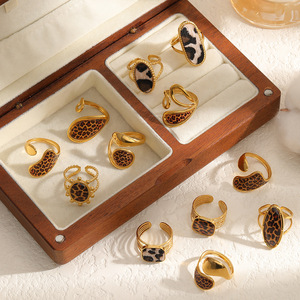 <b>Leopard</b> <b>Print</b> Ring Women 18K Gold Plated Open Ring Titanium Steel Jewelry Animal Pattern Fashion <b>Accessory</b> - Product Image 1