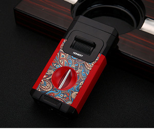 Encendedor de Cigarros de Llama Azul Doble Recta Resistente al Viento con Cortador, Antorcha de Butano Recargable para Hombres, Regalo de Alta Gama, Venta al por Mayor a Granel - Product Image 5