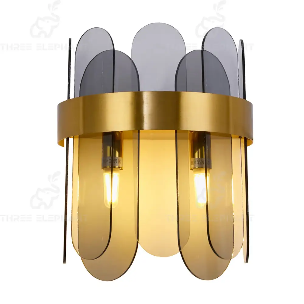 Black Glass Wall Lamp, Indoor Stainless Steel Wall Sconces, Modern Sconces Wall Lighting Suitable for Bedroom Bathroom Hallway