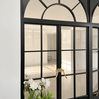 Ventanas Abatibles de Estilo Francés Vintage, Insonorizadas, de Aleación de Aluminio, con Vidrio Arqueado para Dormitorio, Sala de Estar, Ventana Retro Arqueada
