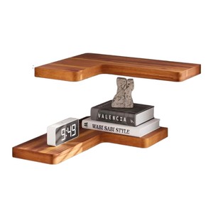 Wooden Corner <b>Wall</b> <b>Shelf</b> For Living Room Kitchen Storage Durable <b>Wall</b> <b>Mounted</b> Rectangle Shape Single Layer - Product Image 5