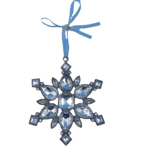 Silver Snowflake Hanging Ornament Christmas <b>Tree</b> Decoration <b>Crystal</b> Design Holiday Decor - Product Image 5