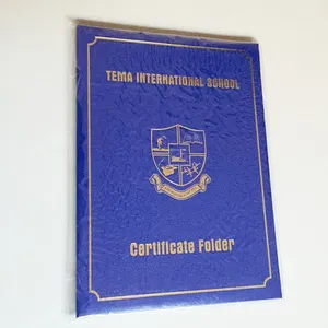 Carpeta de cuero A-4 personalizada, soporte de certificado de graduación, certificado A4, venta al por mayor