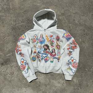 Unisex Nặng Pháp Terry Hoddies Tùy Chỉnh Dtg Tất Cả Các In Dây Kéo Axit Rửa Cắt Áo Nỉ Người Đàn Ông Của Áo Với Thêu Thiết Kế - Product Image 2